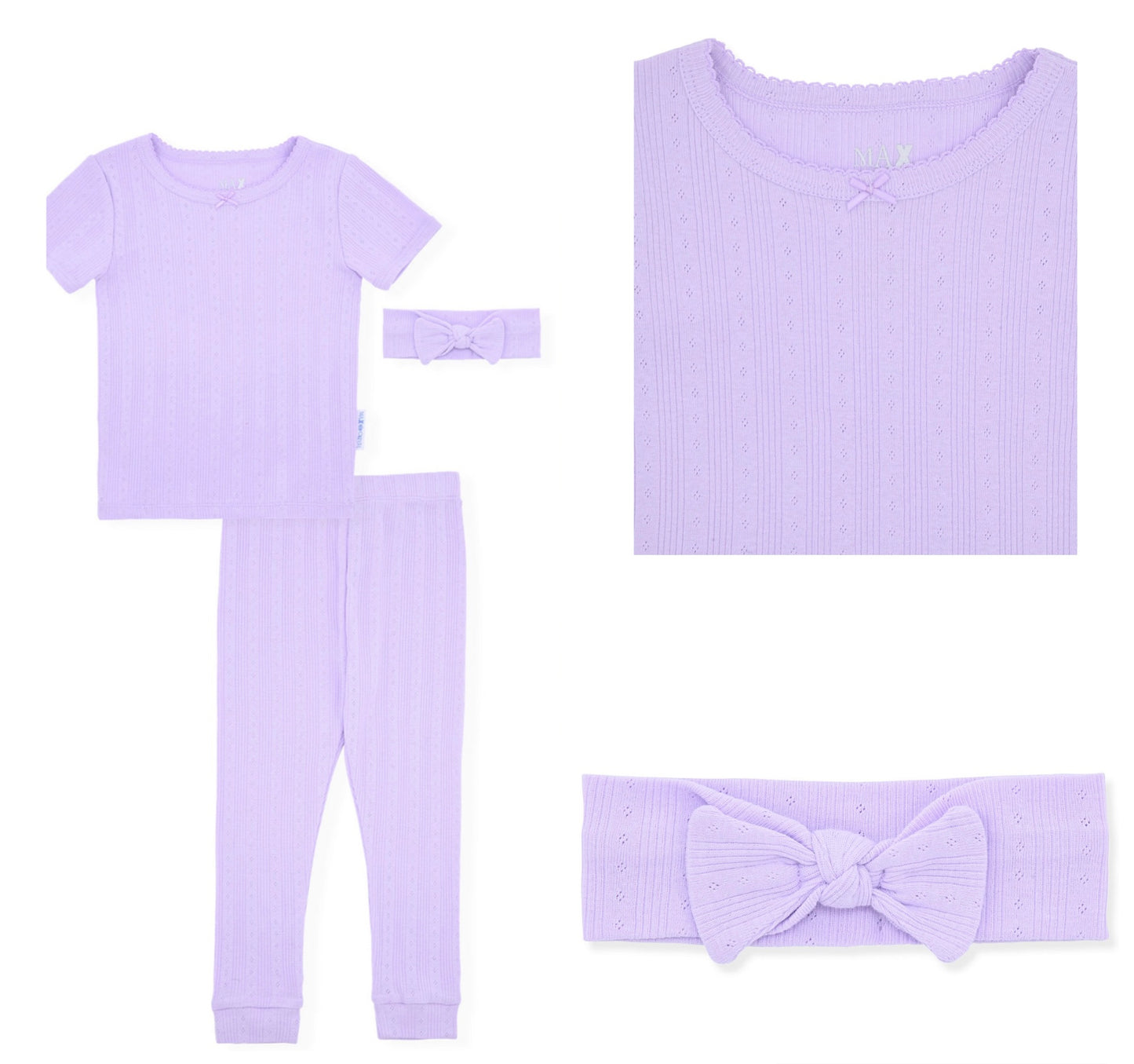 Baby & Toddler Girls 2 Pajama Sets Bundle (18M) 💕 Pink & Purple | Soft Pointelle Cotton + Headband | SALE